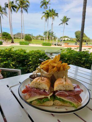 Italian sandwich with garlic parmesan fries