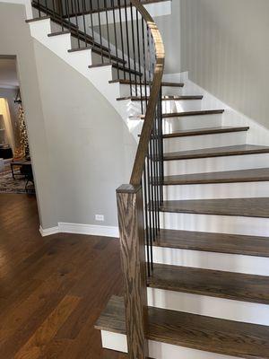 After stain and paint on new wood stairs