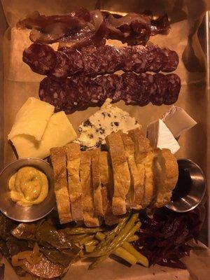 Charcuterie board with duck prosciutto