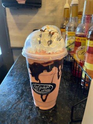 Frozen cherry mocha latte