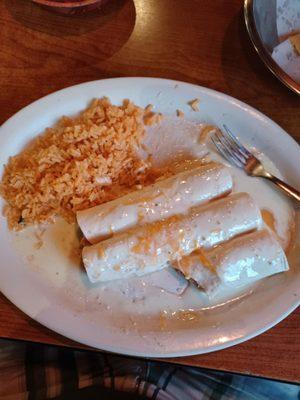 Chicken enchilada and rice