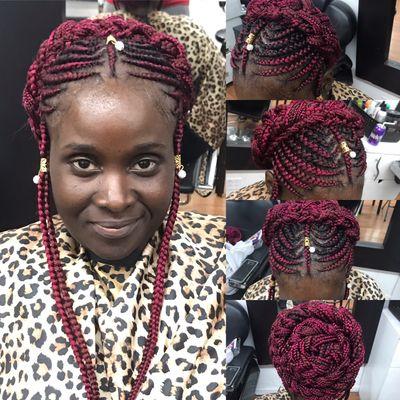 Fulani braids feeding braids with back box braided $185.00