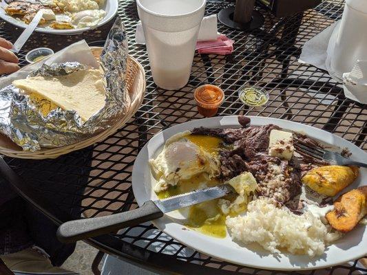 My desayuno chapin meal with fresh tortillas