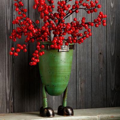 Charming Santa Pants Vase with Red Berries at Seasons By Rosalba in Laredo, Texas.