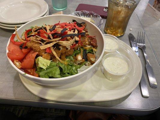 This is the bacon chicken ranch salad. It was fresh and tasty. Very filling.