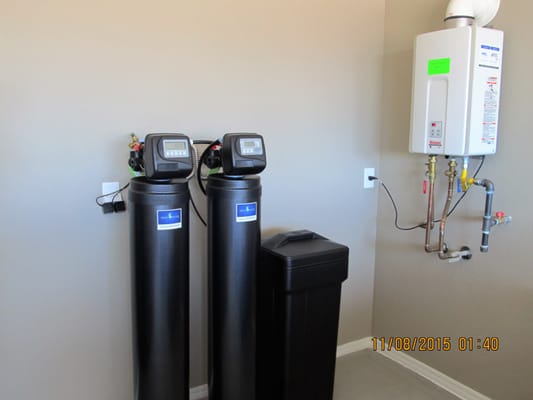 Here's a photo of the Sweetwater Whole House System with the carbon filter, soft water & brine tank.  Nice, neat & complete!