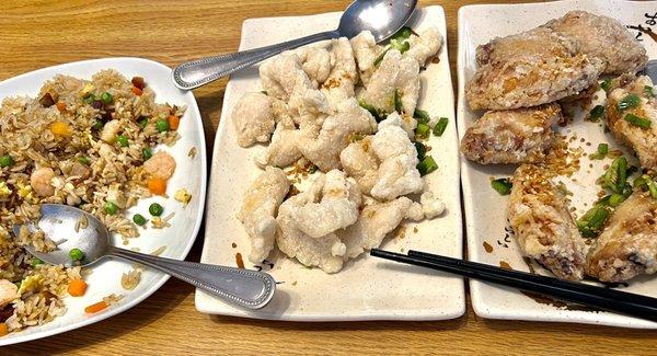 House Fried Rice, Salt-n-Pepper Fish, Salt-n-pepper Chicken wings