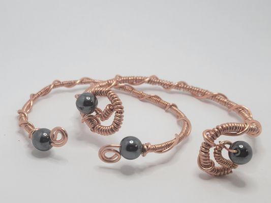 Hematite & copper bangles handcrafted by Nataki (Store owner)