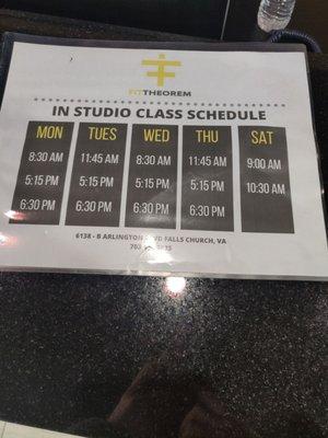 Class schedule