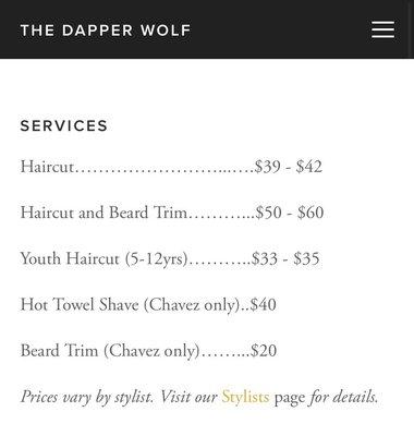 Service prices