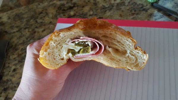 Ham & cheese with jalapeño croissant leaves a something to be desired- like ham and cheese