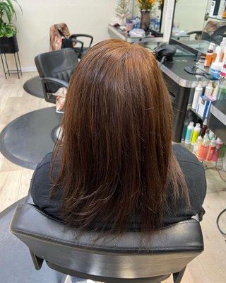 New hair color cinnamon brown.