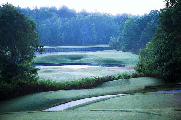 The green on 4 and tee box on 5 are probably the most recognizable holes on the course as they can be seen from Highway 4.