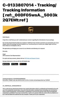 This is UPS response, they at least tried to help.