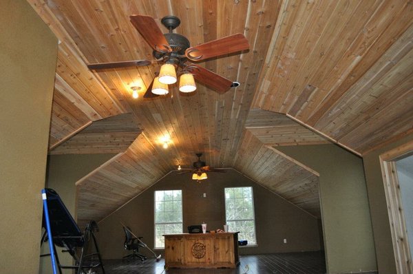 Beautiful cedar wood ceiling and walls.