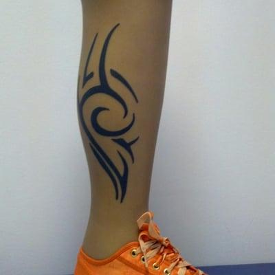 Custom "tattoo" on Aqualeg hybrid swim leg cover!