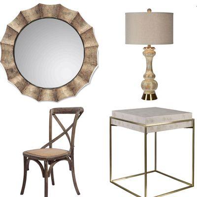 Mirrors, lamps, accent furniture