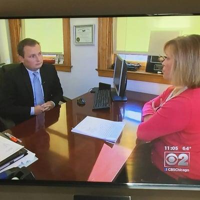 Mr. Fiscella being interviewed on CBS about a recent case.