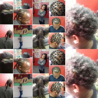 A collage of starter dreads