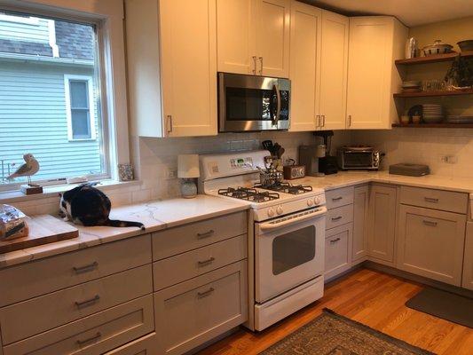 One angle of the kitchen. Those cabinets get custom-made by a Shaker carpenter in Indiana.