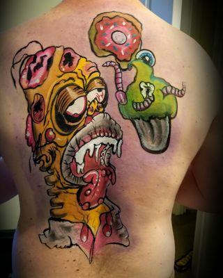 Halloween is near. So I painted this zombie inspired back piece.