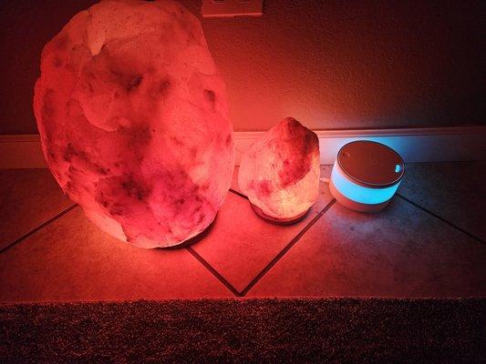 Huge Himalayan Salt Lamps throughout office