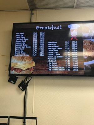 Breakfast menu