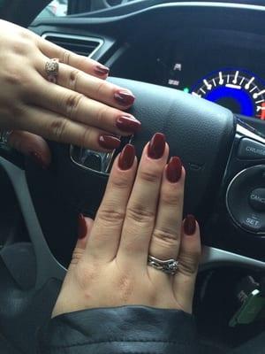 Full set maroon red coffin shape by Henry Le