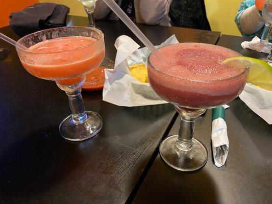 Watermelon & black berry frozen margaritas $7.99 each