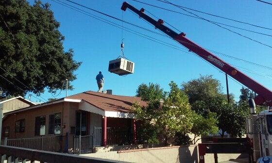 Removal of a 3.5 ton Package Unit. Getting the pad ready for the new unit .