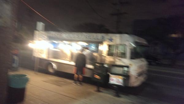 Estrellas taco truck outside..