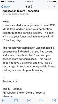 Can't have 3 cars in a 3 bedroom house? Are 3 bicycles acceptable? Include restriction is the original ad and save people time.