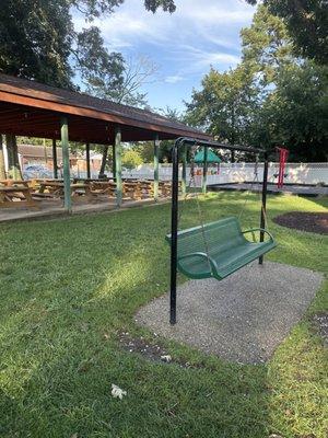 Swing and covered picnic/pavilion area