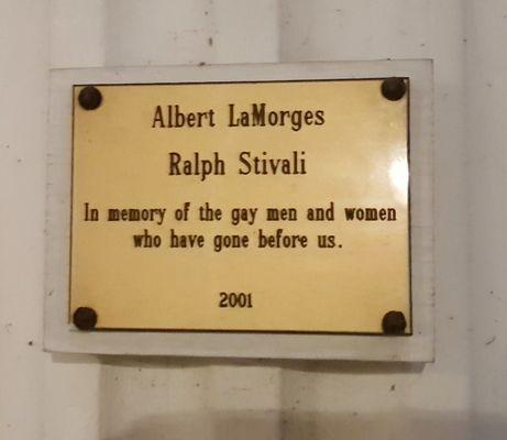 Lot's of memorial plaques for gay couples,