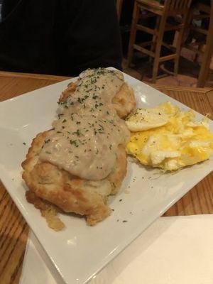 Biscuits and gravy at Southbound Smokehouse was great.