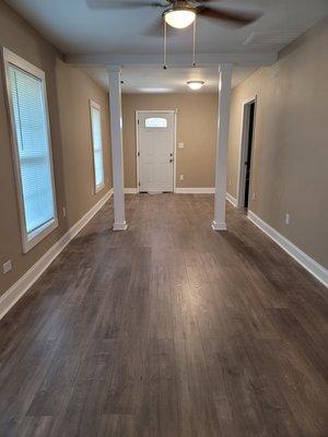 New front door installed. Ceiling fans and lights installed.