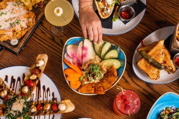 Avocado Hummus, Caprese Bruschetta, Southwest Chicken Melt