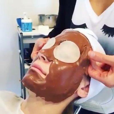 Chocofina Facial.
 Hydrating, nourishing, stimulates circulation with anti-oxidant properties. Yes, there is such a thing as good chocolate!