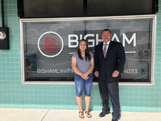 Local High School student, Briana Pustka, received a well deserved scholarship from Bigham Law Firm