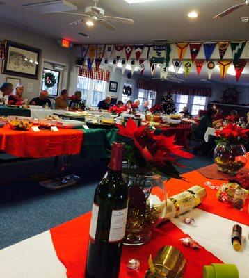 NBYC clubhouse interior at Christmas