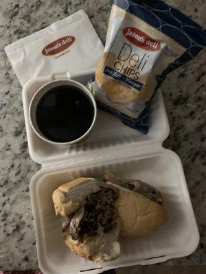 Beautifully prepared and presented French Dip Sandwich. Thanks guys!