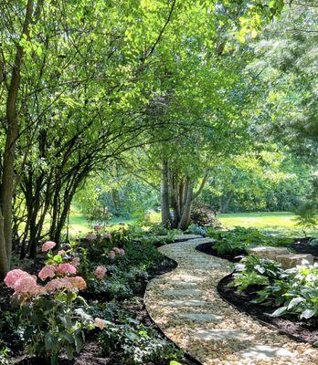 River rock path through your shade garden