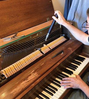 Danny tuning our piano today