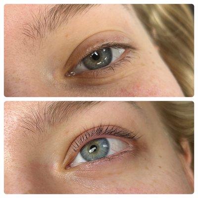 Eyelash lift and partial tint.