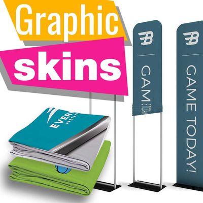 Graphic skin replacements for banner stands and trade show displays