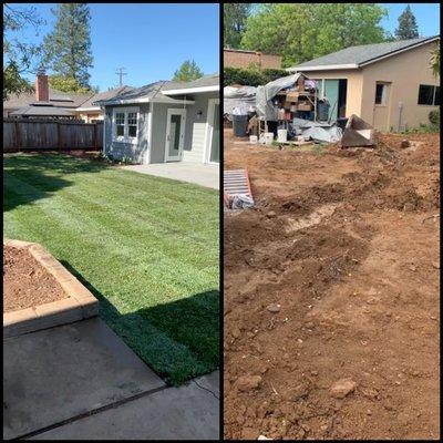 Amazing transformation with new lawn installation.