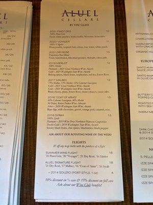 Wine menu