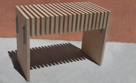 Bench out of plywood and stainless steel