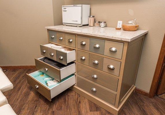 Custom-designed storage cabinet for Cosmetology laser tools