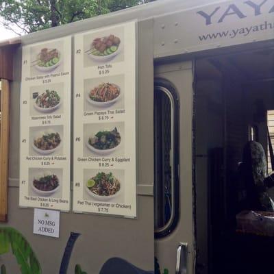 Thai food truck menu touts salads and no MSG added